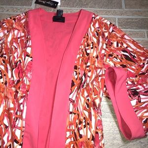 Maggie Barnes 0X NWT Pink Open Cardigan Wide Sleev